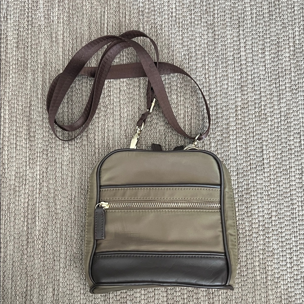 Portagio Casual Travel Olive Green and Brown Organizer Crossbody Bag